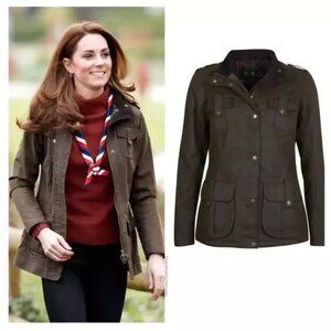 Barbour Winter Defence Wax Jacket Olive Tartan Lined NWT Size 12 Princess